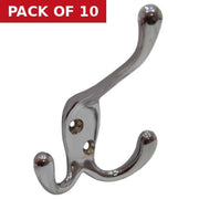 107mm Die Cast Tri Hook - Chrome Plated - Pack of 10