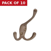 107mm Die Cast Tri Hook - Satin Chrome - Pack of 10