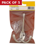 107mm Die Cast Tri Hook - Satin Chrome - Pack Qty 1 - Pack of 5