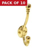 130mm Premium Ball End Hat & Coat Hook - Brass - Pack of 10