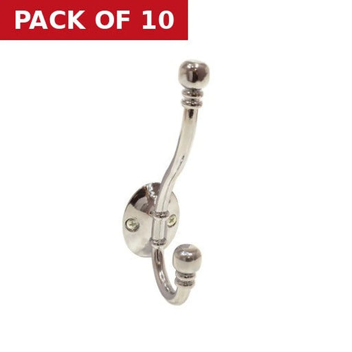 130mm Premium Ball End Hat & Coat Hook - Chrome Plated - Pack Qty 1 - Pack of 10