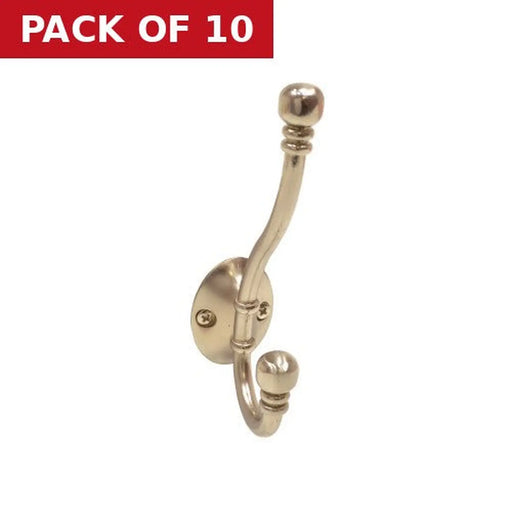 130mm Premium Ball End Hat & Coat Hook - Brushed Nickel - Pack of 10