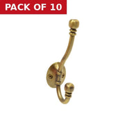 130mm Premium Ball End Hat & Coat Hook - Antique Brass - Pack of 10