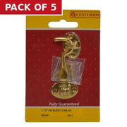 Silent Pattern Brass Cabin Hooks, Polished Brass, 65mm - Pack of 5