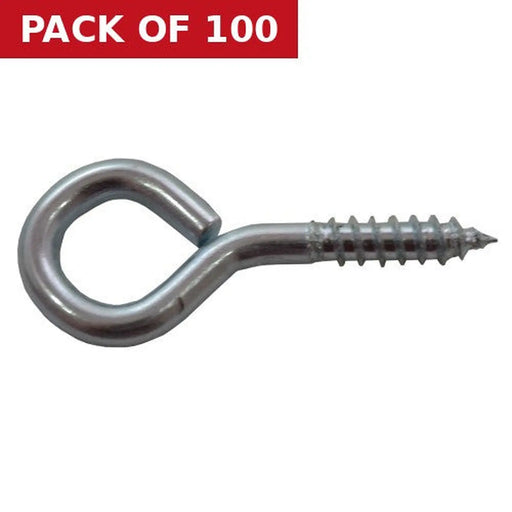 Steel Screw Eyes - Zinc Plated - 40mm x 3.6mm - Pack of 100
