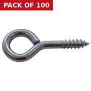 Steel Screw Eyes - Zinc Plated - 65mm x 6mm - Pack of 100