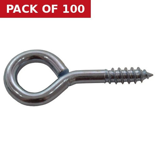 Steel Screw Eyes - Zinc Plated - 65mm x 6mm - Pack of 100