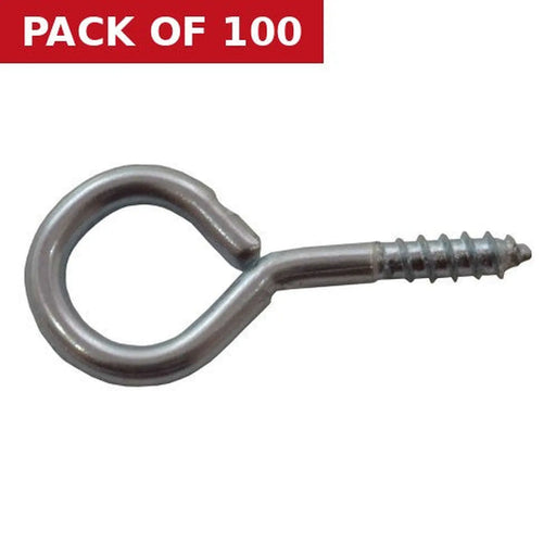 Steel Screw Eyes - Zinc Plated - 25mm x 2mm - Pack of 100