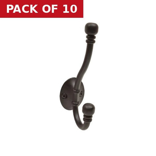 130mm Premium Ball End Hat & Coat Hook - Black - Pack of 10