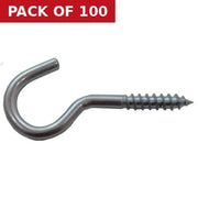 Screw Hooks - Zinc Plated - 60mm x 10mm - Pack of 100
