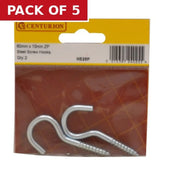 Screw Hooks - Zinc Plated - 60mm x 4.3mm - (Pack of 2) - Pack of 5