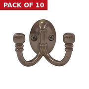 Premium Ball End Double Robe Hook - Satin Nickel - Pack of 10