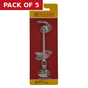 Silent Pattern Brass Cabin Hooks, Satin Nickel, 150mm - Pack of 5