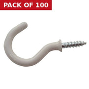 32mm White PVC Shouldered Cup Hooks - Pack of 100