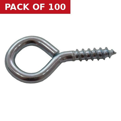 Steel Screw Eyes - Zinc Plated - 30mm x 3mm - Pack of 100