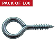Steel Screw Eyes - Zinc Plated - 55mm x 5mm - Pack of 100