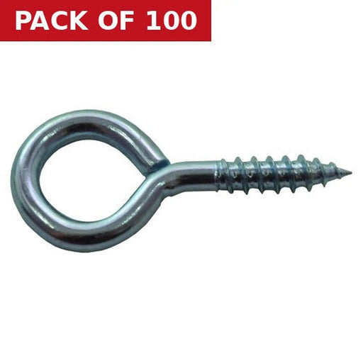 Steel Screw Eyes - Zinc Plated - 55mm x 5mm - Pack of 100