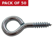 Steel Screw Eyes - Zinc Plated - 75mm x 18mm - Pack of 50