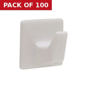 32mm x 32mm Plastic Self Adhesive Hooks - Pack of 100