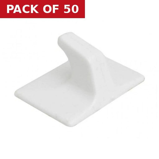 50mm x 32mm Plastic Self Adhesive Hooks - Pack of 50