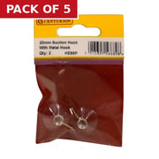 20mm Suction Hook with Metal Hook - Pack of 5