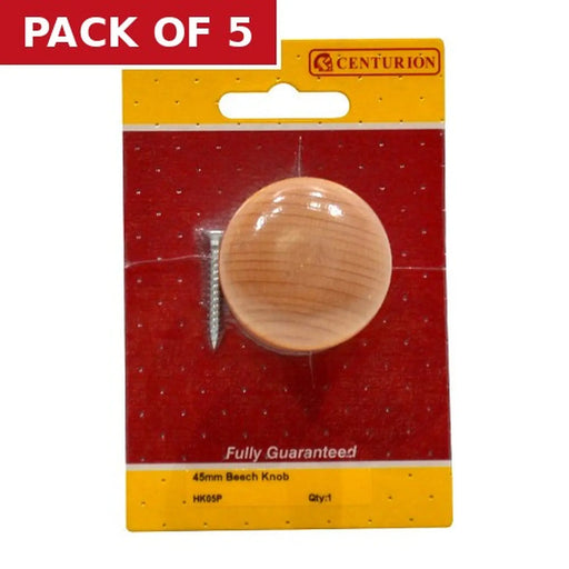 Beech Knobs, 45mm Dia. - Pack of 5