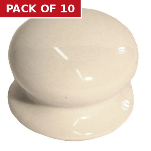 Porcelain Cupboard and Wardrobe Knobs, White, 50mm Dia. - Pack of 10