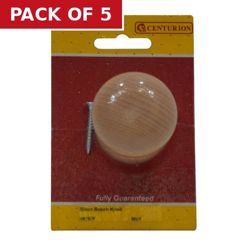 50mm Beech Knob - Pack of 5