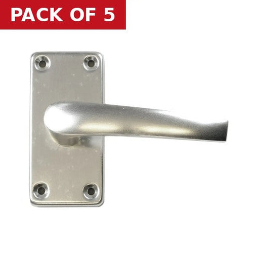 Cambridge Lever Latch Set, Polished Anodised Aluminium, 89mm x 43mm - Pack of 5