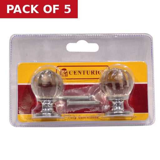 Glass Pumpkin Knob, Chrome Plated, 30mm Dia. - Pack of 5