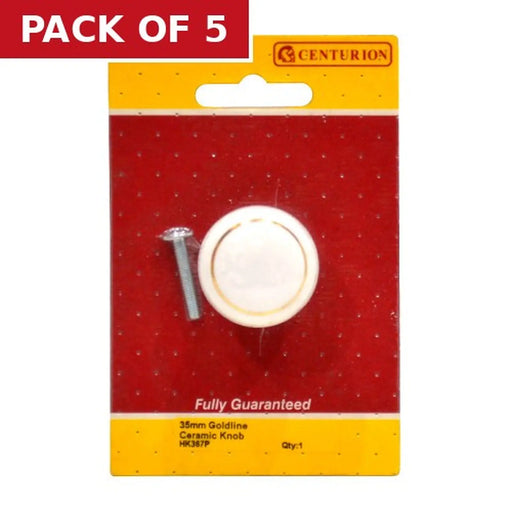35mm Goldline Ceramic Knob - Pack of 5