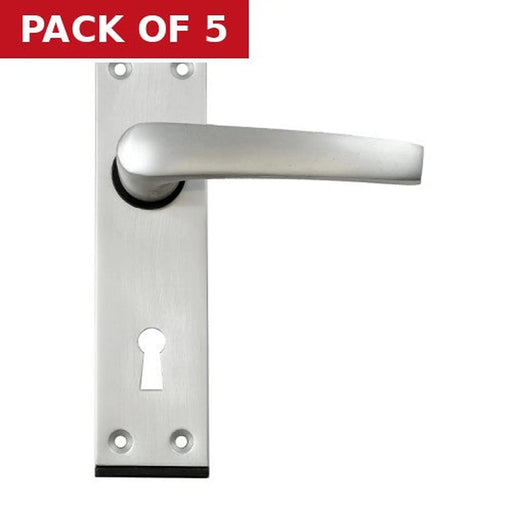 Oxford Lever Lock Set, Satin Anodised Aluminium, 143mm x 38mm - Pack of 5