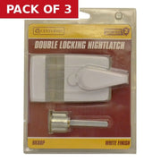 Double Locking Night latch, White-Polished Brass Cylinder, Narrow - Pack of 3