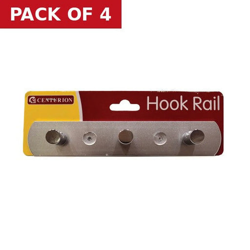 3 Hook Metal Flat Wall Rail - Polished Chrome - Pack of 4