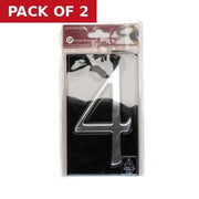 Gloss Black Numbered Plaque 4 - Pack of 2