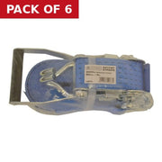 Ratchet Strap - 5000kg Breaking Strength - 6m Length - 50mm Width - Pack of 6