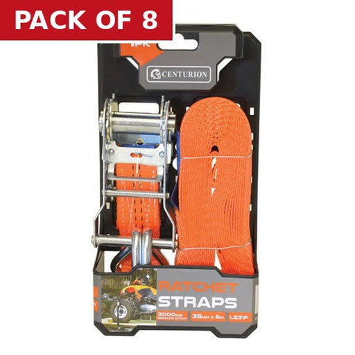 Ratchet Strap - 2000kg Breaking Strength - 6m Length - 35mm Width - Pack of 8