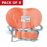 Ratchet Strap - 3000kg Breaking Strength - 8m Length - 35mm Width - Pack of 8
