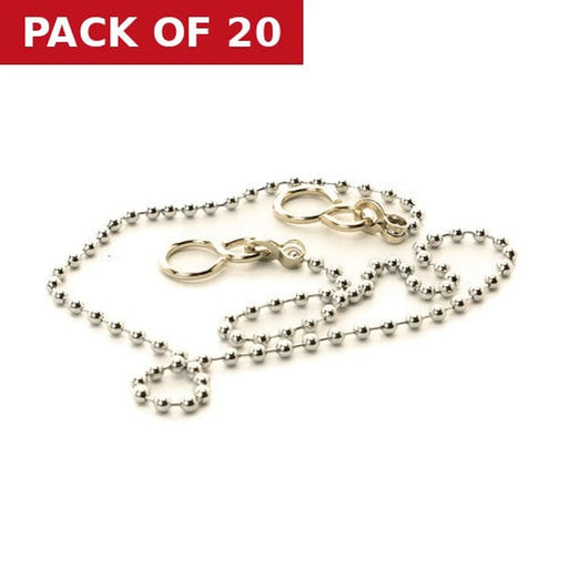 Sink Ball Chain With Hooks, Chrome Plated, 450mm, No.6 - Pack of 20