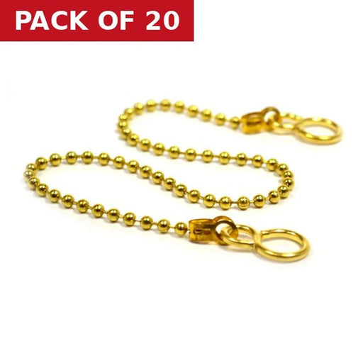 Sink Ball Chain With Hooks, Polished Brass, 300mm, No.6 - Pack of 20