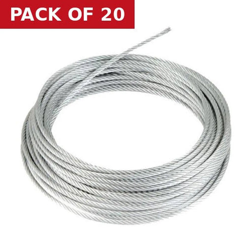 Steel Wire Rope, Galvanised, 4mm x 10m - Pack of 20