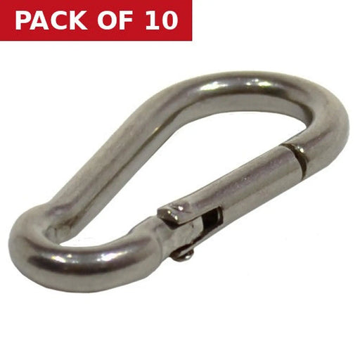 Carbine Hook, Stainless Steel, 4mm x 40mm - Pack of 10