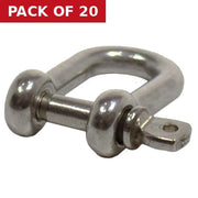 Dee Shackles, Stainless Steel, 4mm x 16mm x 8mm - Pack of 20
