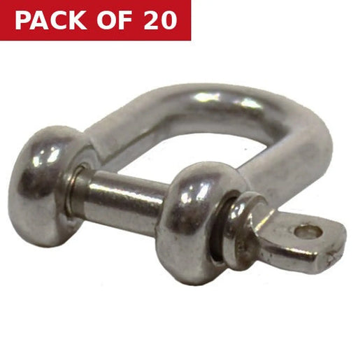 Dee Shackles, Stainless Steel, 4mm x 16mm x 8mm - Pack of 20