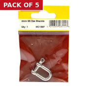 Dee Shackles, Stainless Steel, 4mm x 16mm x 8mm - Pack of 5