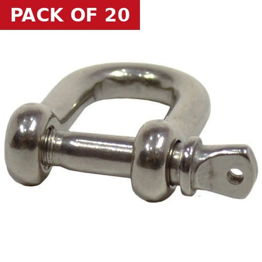 Dee Shackles, Stainless Steel, 6mm x 19mm x 10mm - Pack of 20