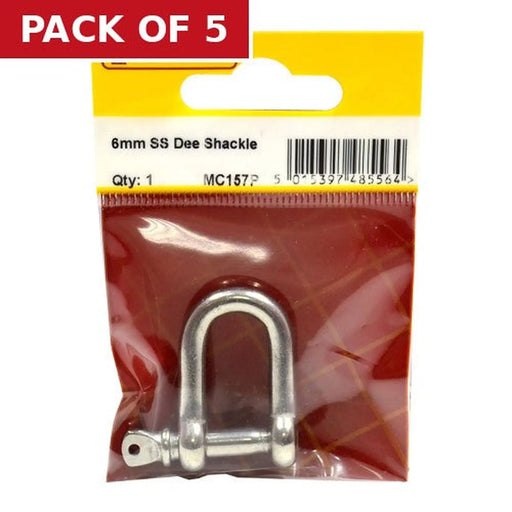 Dee Shackles, Stainless Steel, 6mm x 19mm x 10mm - Pack of 5