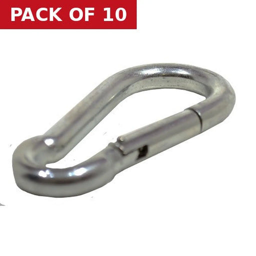 Carbine Hook, Zinc Plated, 10mm x 100mm - Pack of 10