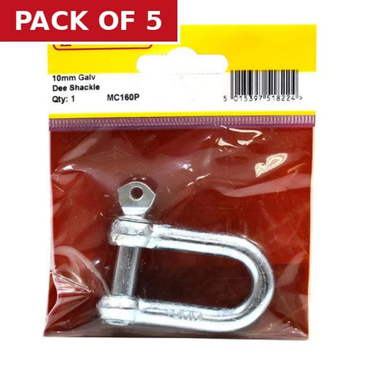 Dee Shackles, Galvanised, 10mm x 38mm x 19mm - Pack of 5