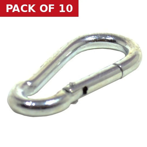Carbine Hook, Zinc Plated, 5mm x 50mm - Pack of 10